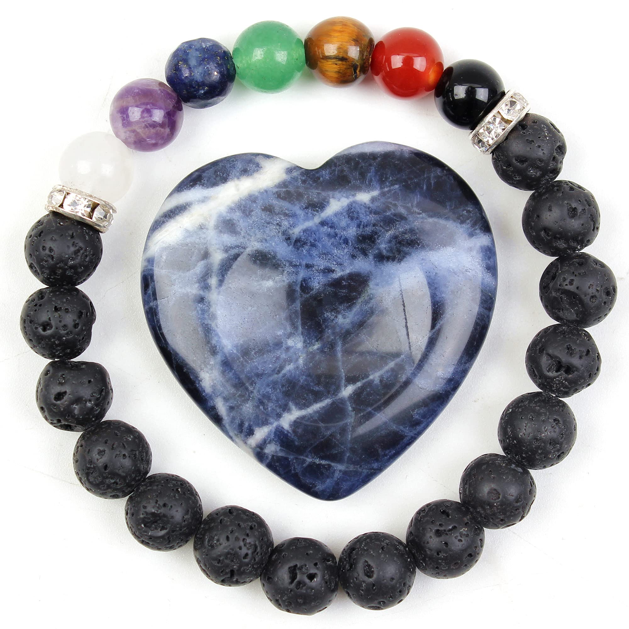 vuUUuvThumb Worry Stone & Healing Crystals for Meditation, Reiki or Ritual (Blue - veins)