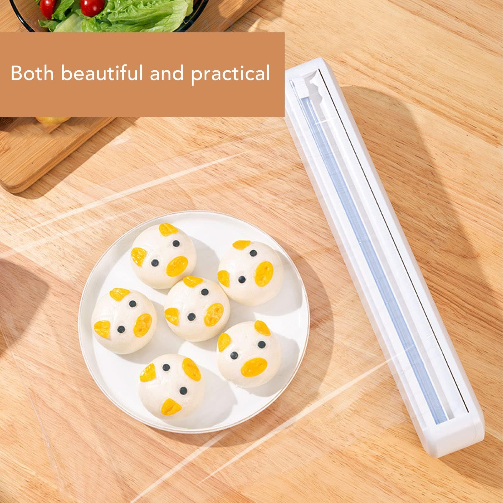 XHTLLO Plastic Wrap Dispenser, Slot Design Food Cling Wrap Film Cutter, Adjustable Reusable Dispenser, Multifunctional Plastic Wrap Cutting Box, Plastic Wrap Organizer