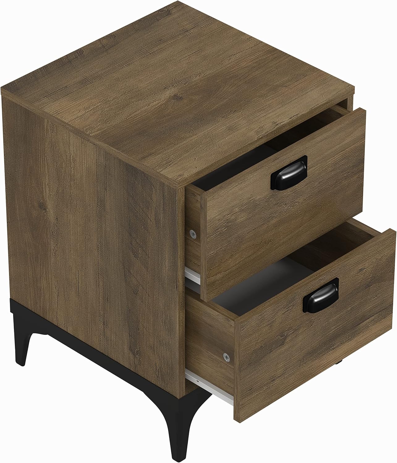 Galano Lawrence 2-Drawer Bedside Chest with drawers open