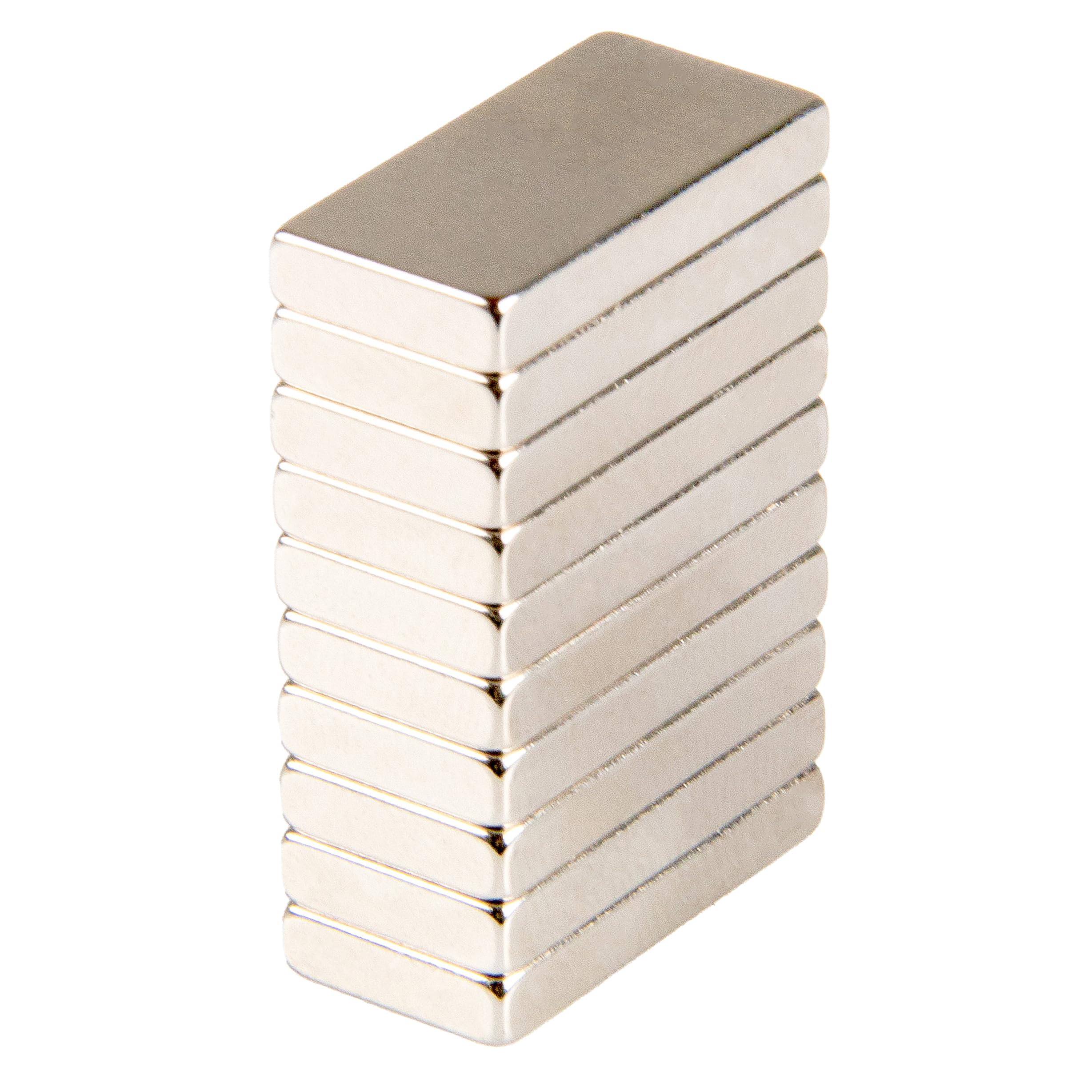 Magna-C Silber Magna-C® Pack Of 10 Strong Neodymium Magnets | 20 X 10 X 3 Mm | 4.2 Kg Adhesive Force | For Magnetic Board, Glass Board, Fridge, Whiteboard