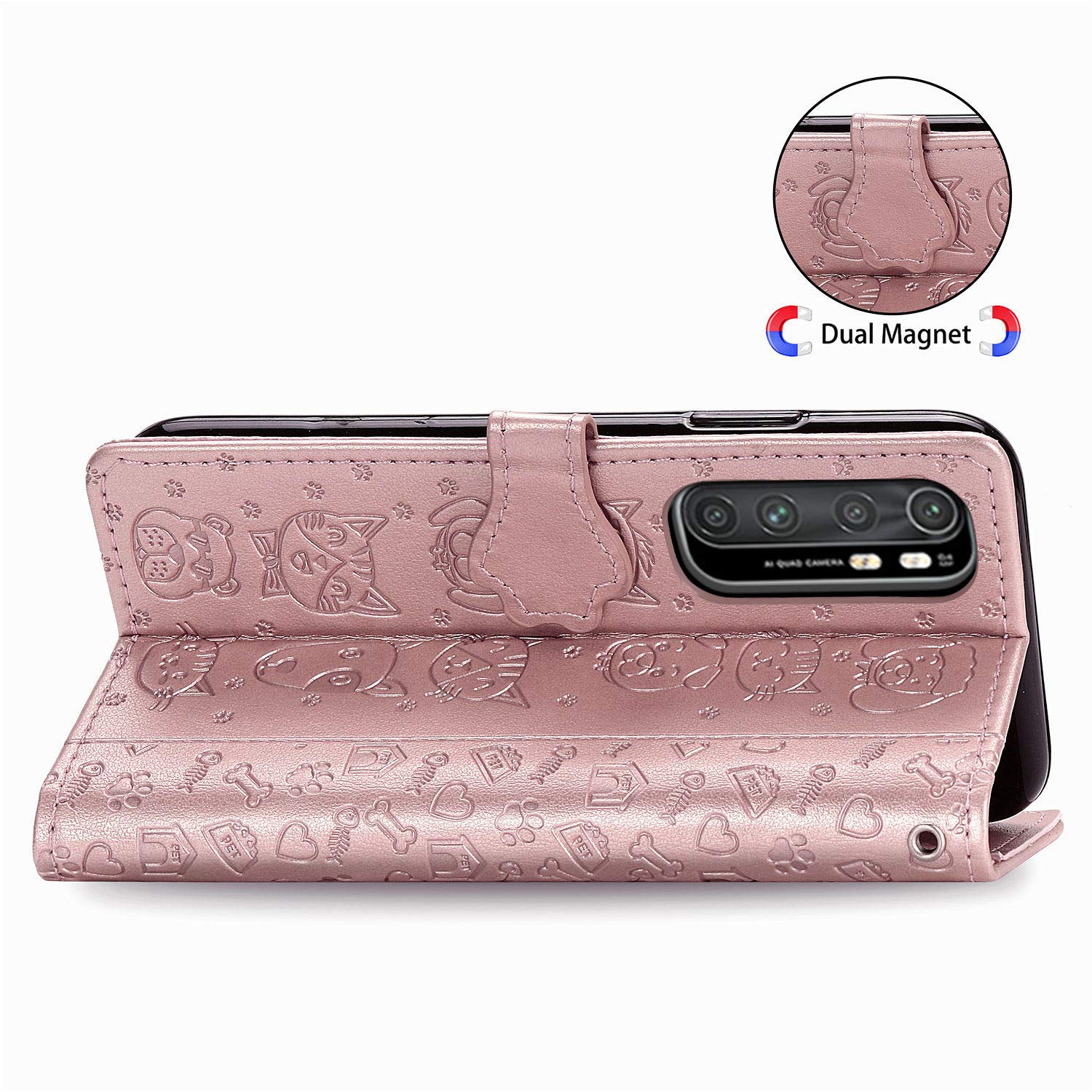 Custodia per Xiaomi Mi Note 10 Lite , Flip Cover Portafoglio in Pelle PU Motivo Animale Slot per Schede Libro Cavalletto Supporto Case Cordino Chiusura Magnetica per Donna Maschio-[XC]-Fenicottero