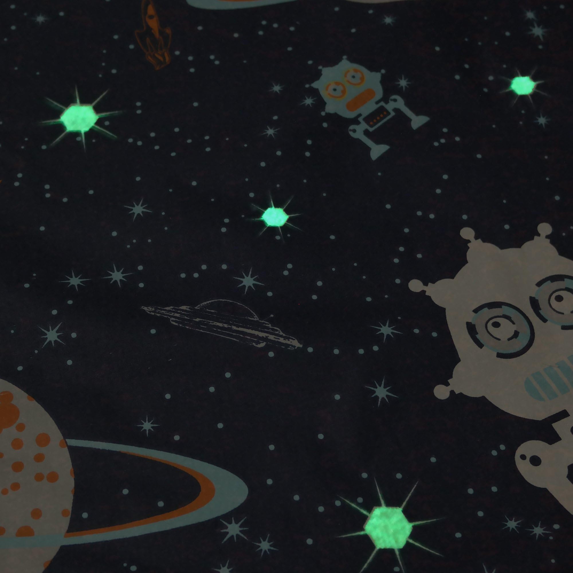 Veratex 100% Cotton 3-Piece Glow in the Dark Galaxy Invaders Bedroom Comforter Set, Full Size, Black