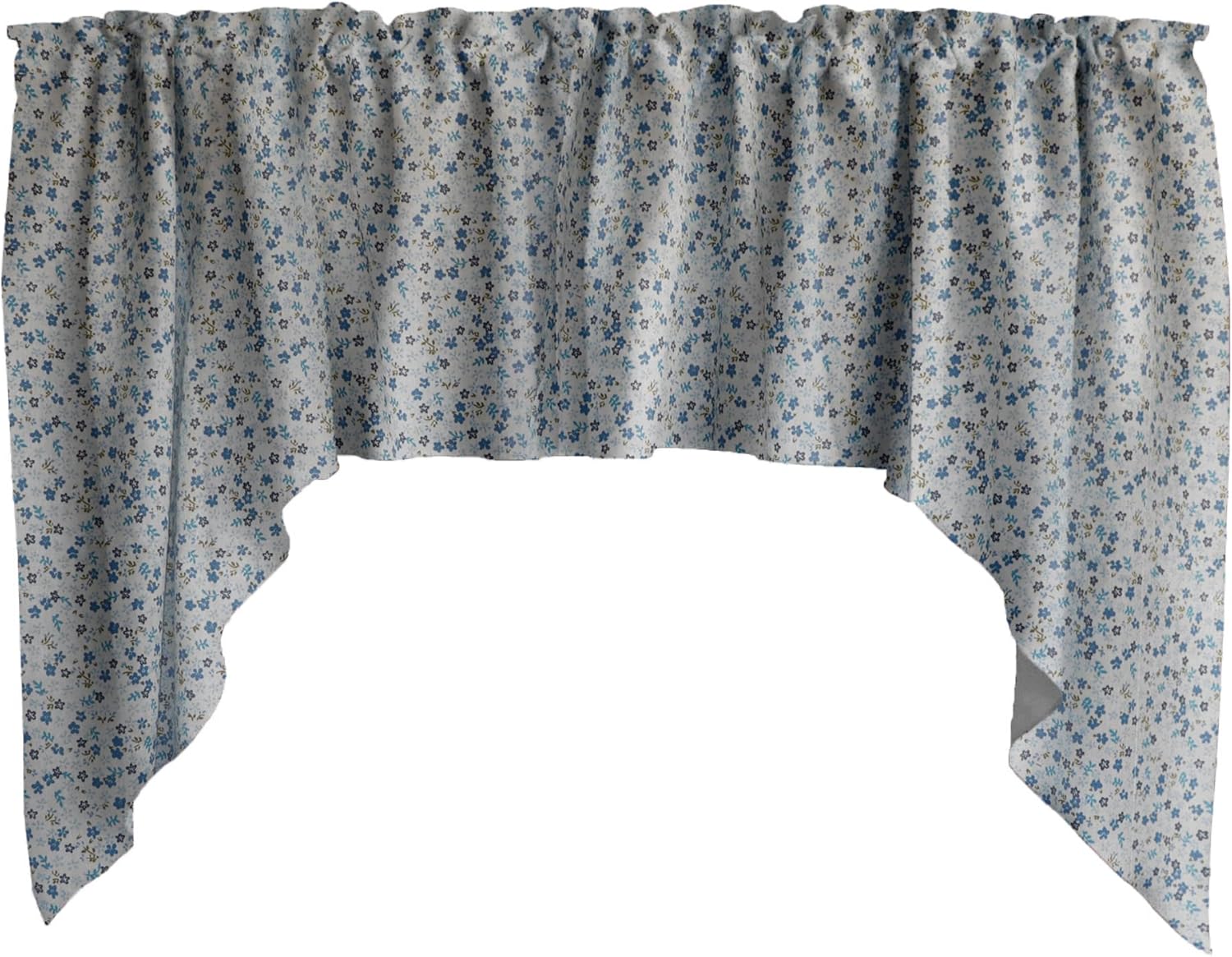 Zen Creative Designs Small Flowers Allover Print Swag Cotton Window Valance Home Décor Bedroom Nursery Kitchen Window (Blue on White)