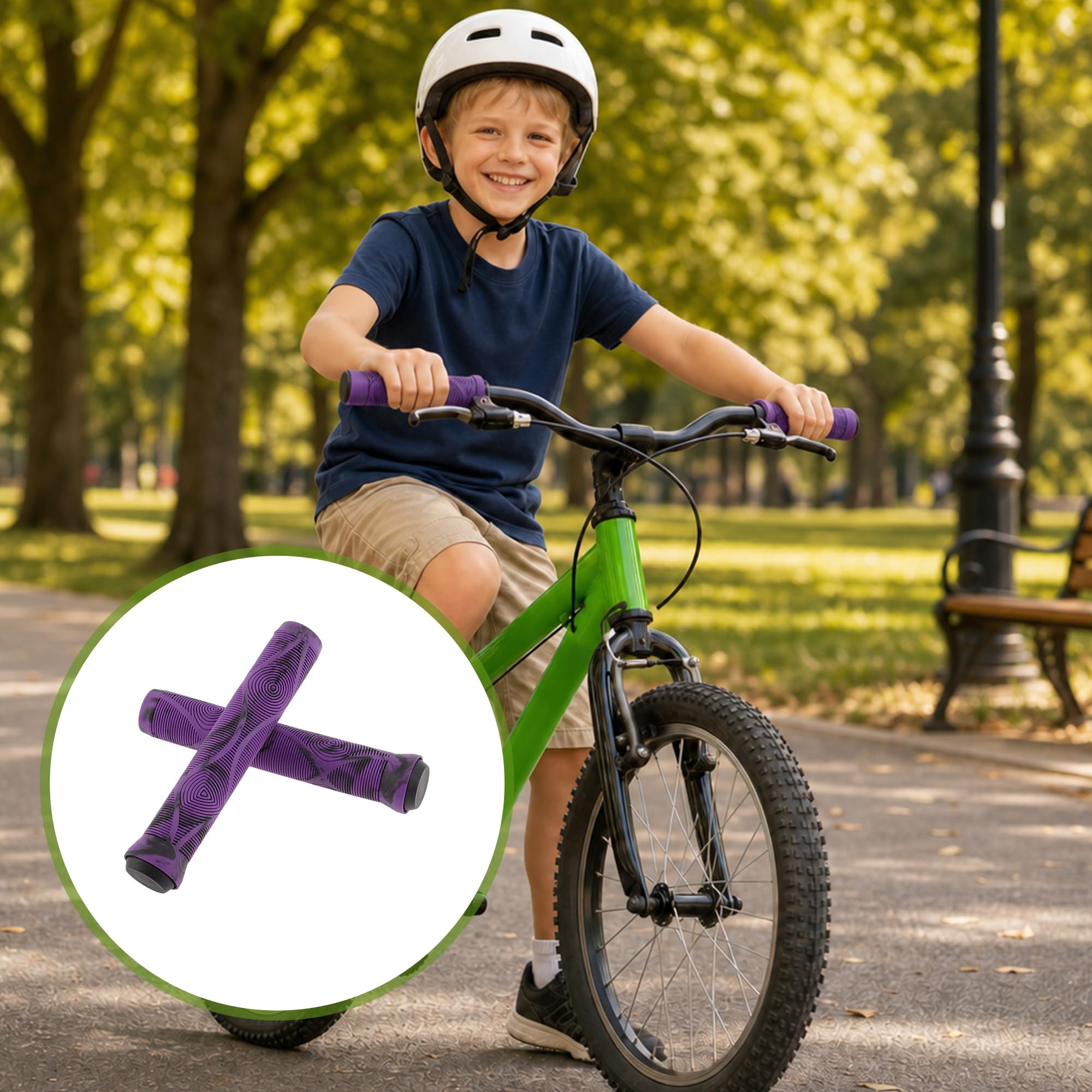 Małe uchwyty rowerowe, miękkie i wygodne gumowe uchwyty, uchwyty rowerowe, ergonomiczna konstrukcja dla małych rowerów, fioletowy 1 para