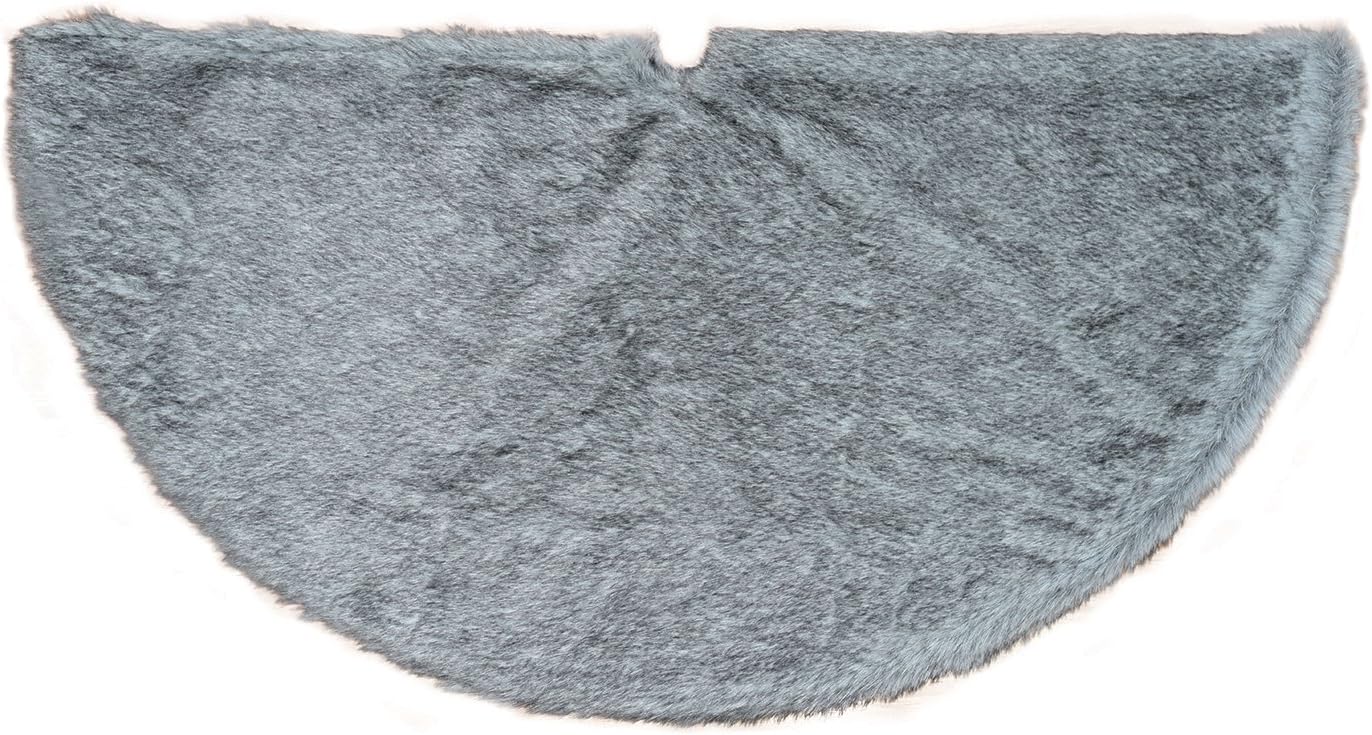 Alice Doria 48 inch Faux Fur Christmas Tree Skirt, Grey Plush Woodland Color for Christmas Decorations