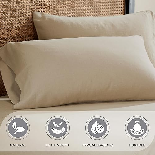 Miniatura 4 de SUPERIOR Juego de sábanas de mezcla de lino y algodón, sábanas para decoración del hogar, ropa de cama sólida moderna que incluye 1 sábana bajera de