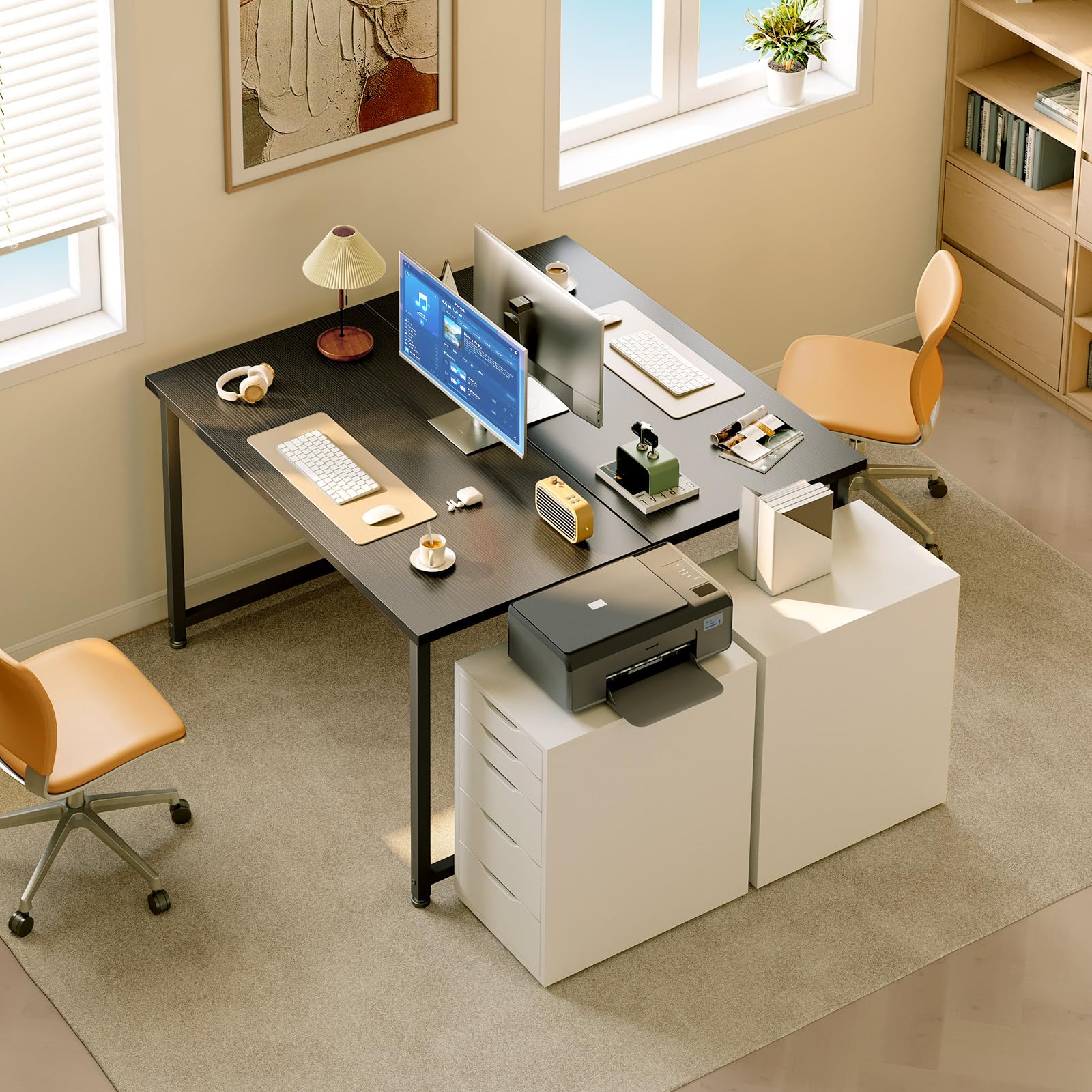 ODK Petit Bureau 100x48 cm, Bureau d'ordinateur Multifonction pour Le télétravail et Les études, Design Simple pour Chambre, Noir