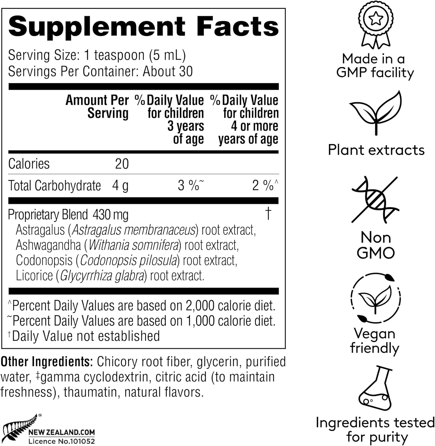 Children's Immune Daily Syrup, Herbal Health & Energy Support with Astragalus, Codonopsis, Ashwagandha & Licorice Root, Sweet Raspberry Flavor, Plant-Based - 5.1 Fl oz (30 Servings)