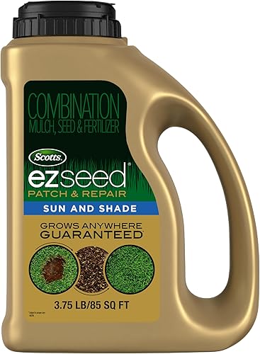 Scotts EZ Seed Patch & Repair - Mantillo de sol y sombra, semillas de césped, combinación de fertilizantes para puntos desnudos y reparación, 3.75