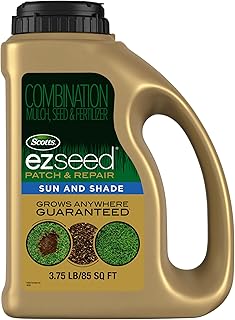 Scotts EZ Seed Patch & Repair Sun and Shade Mulch, Grass Seed, Fertilizer Combination for Bare Spots and Repair, 3.75 lb, Brown