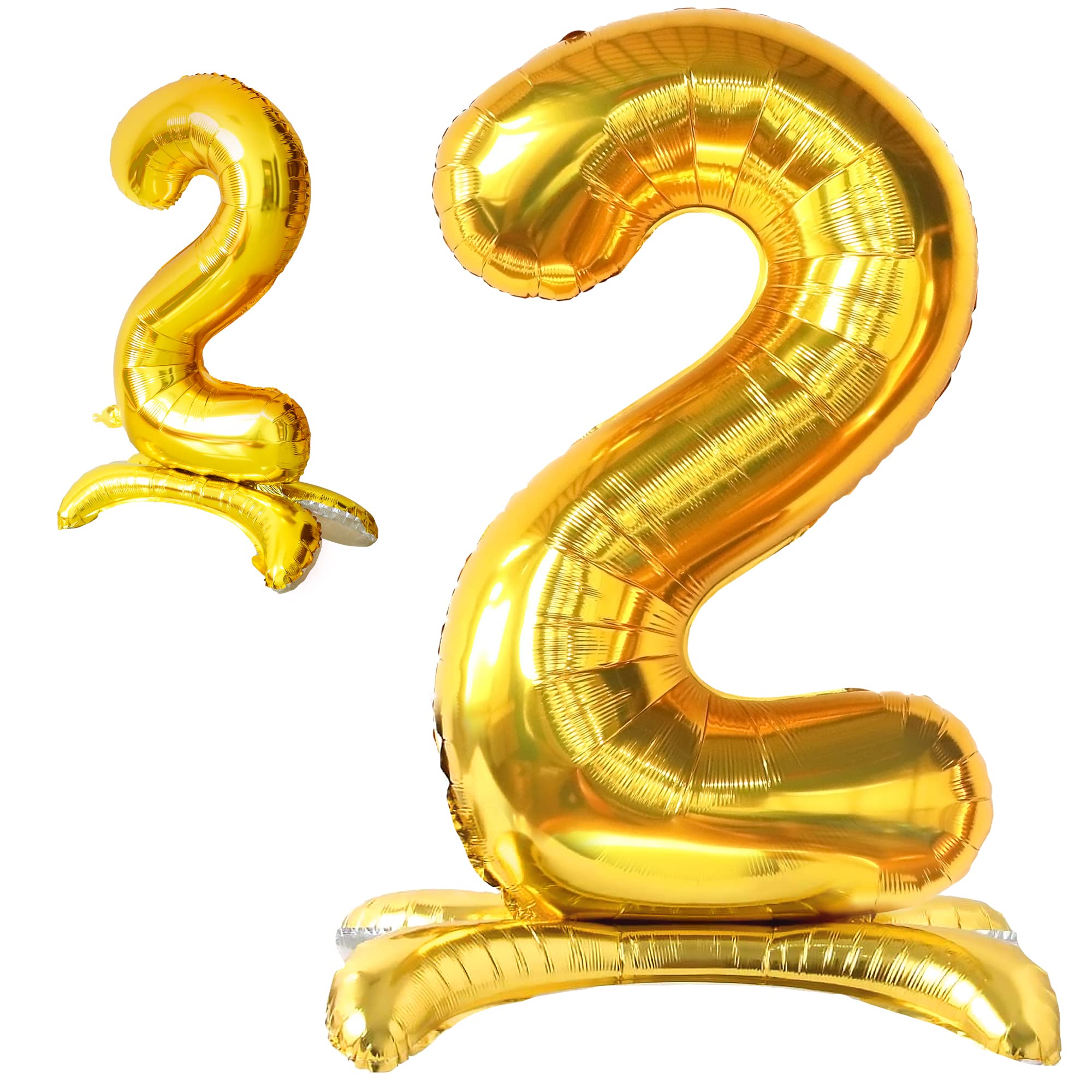 KatchOn, Gold Self Standing 2 Balloon Number - Big 40 Inch | Gold Two Balloons for 2nd Birthday | 2 birthday Standing, Number 2 Balloon, Golden