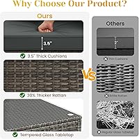 Vista 2 de Juego de muebles seccionales de patio al aire libre, 5 piezas, sofá exterior de ratán resistente a la intemperie, sofá de conversación impermeable