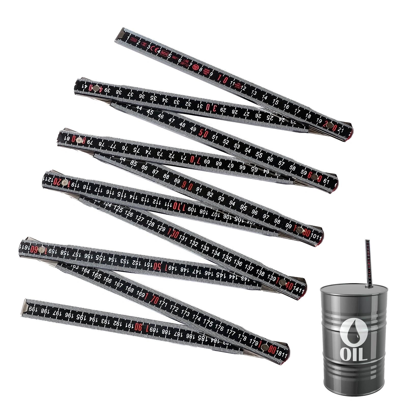 2 Meters 10-Fold Measuring Stick, Oil Tank Metre Rulers, Fuel Tank Measuring Stick, Wooden Folding Ruler, Expandable Fold Measure Rule, Two Scales of Centimeters and Inches (Green)