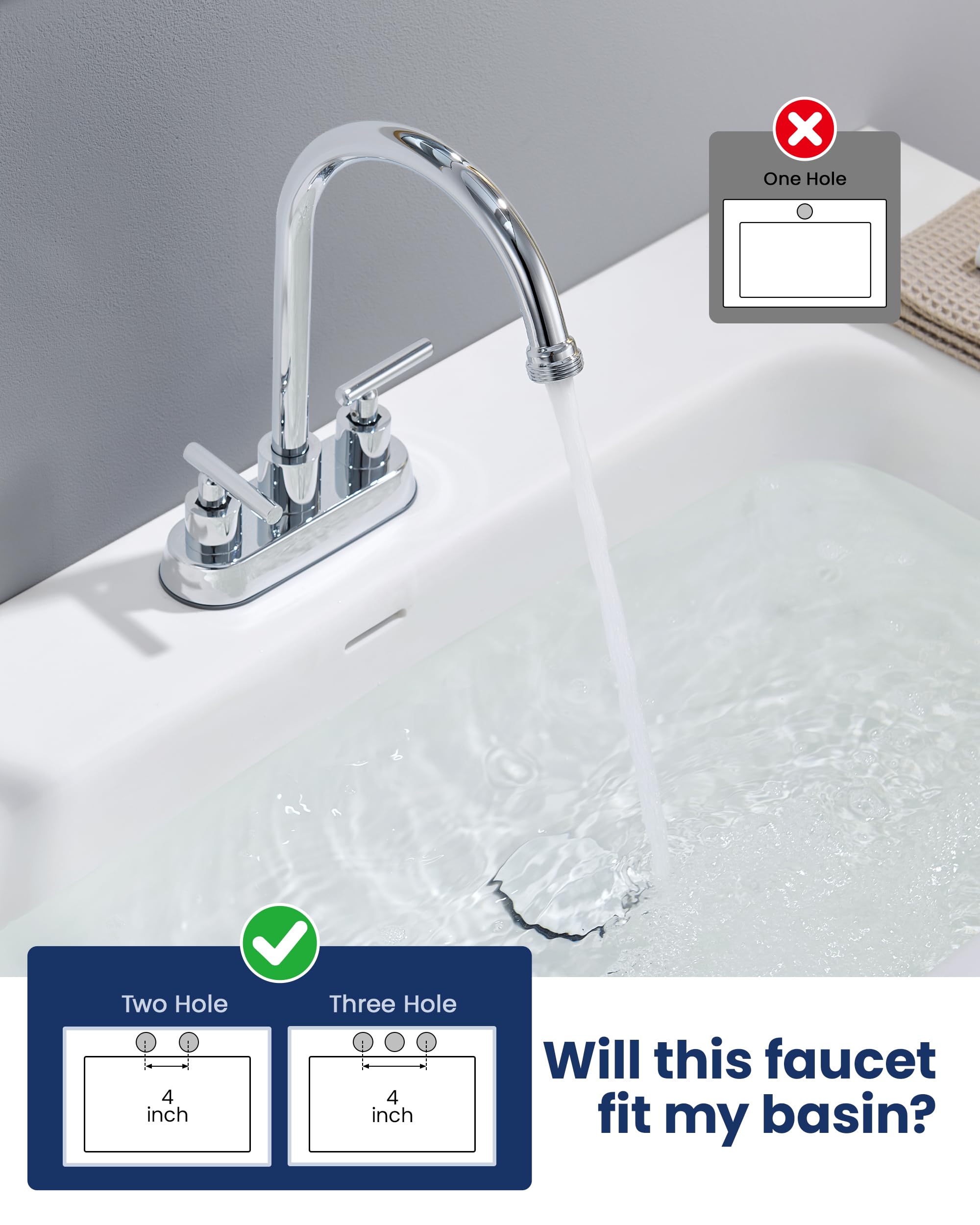 KroBer 4" Chrome Laundry Faucet - 360° Swivel -5