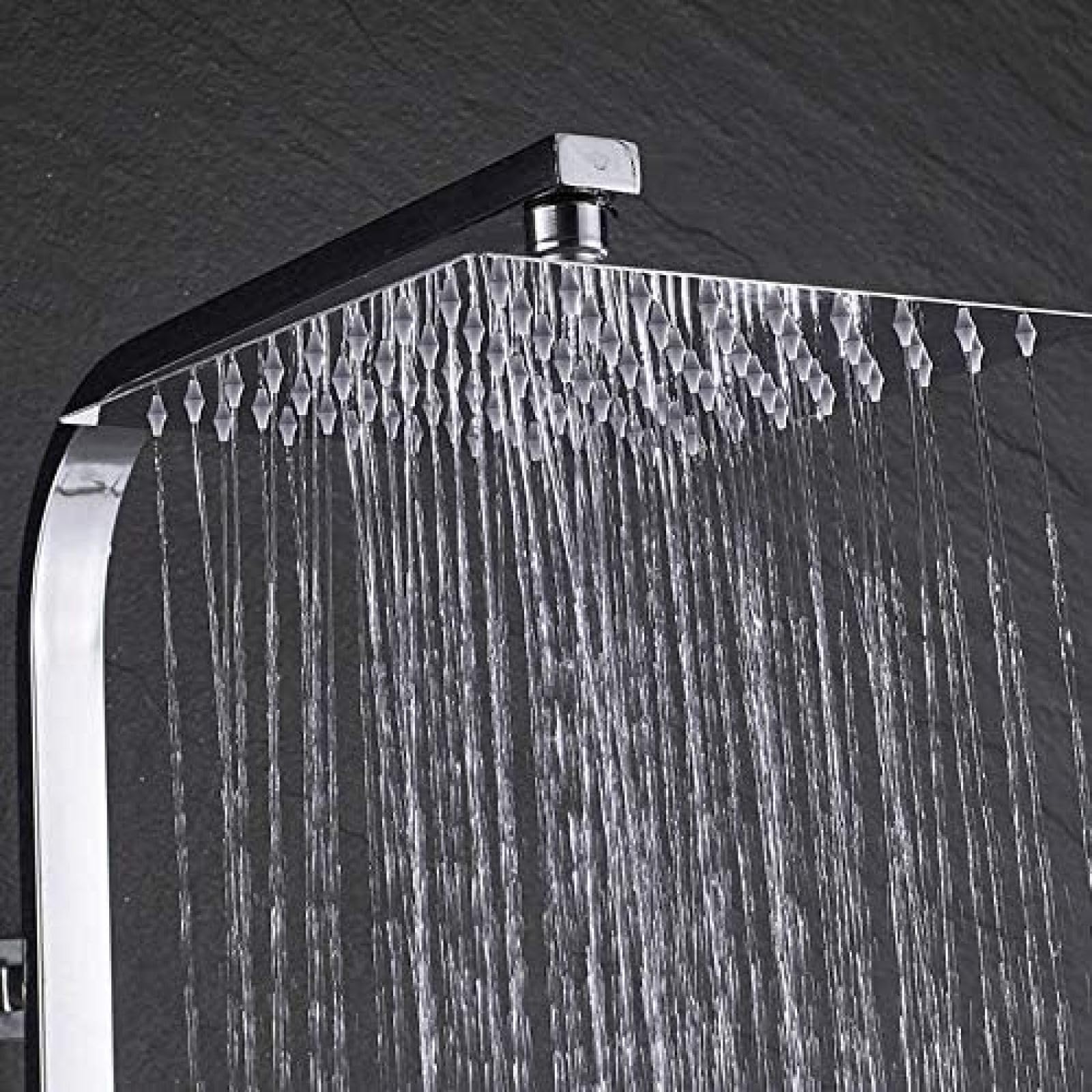 Sistema de ducha de baño cromado, Kit de ducha de lluvia de 8 pulgadas, grifo mezclador de agua fría y caliente de 3 vías, caño giratorio para bañera, ducha de baño To pursue happiness