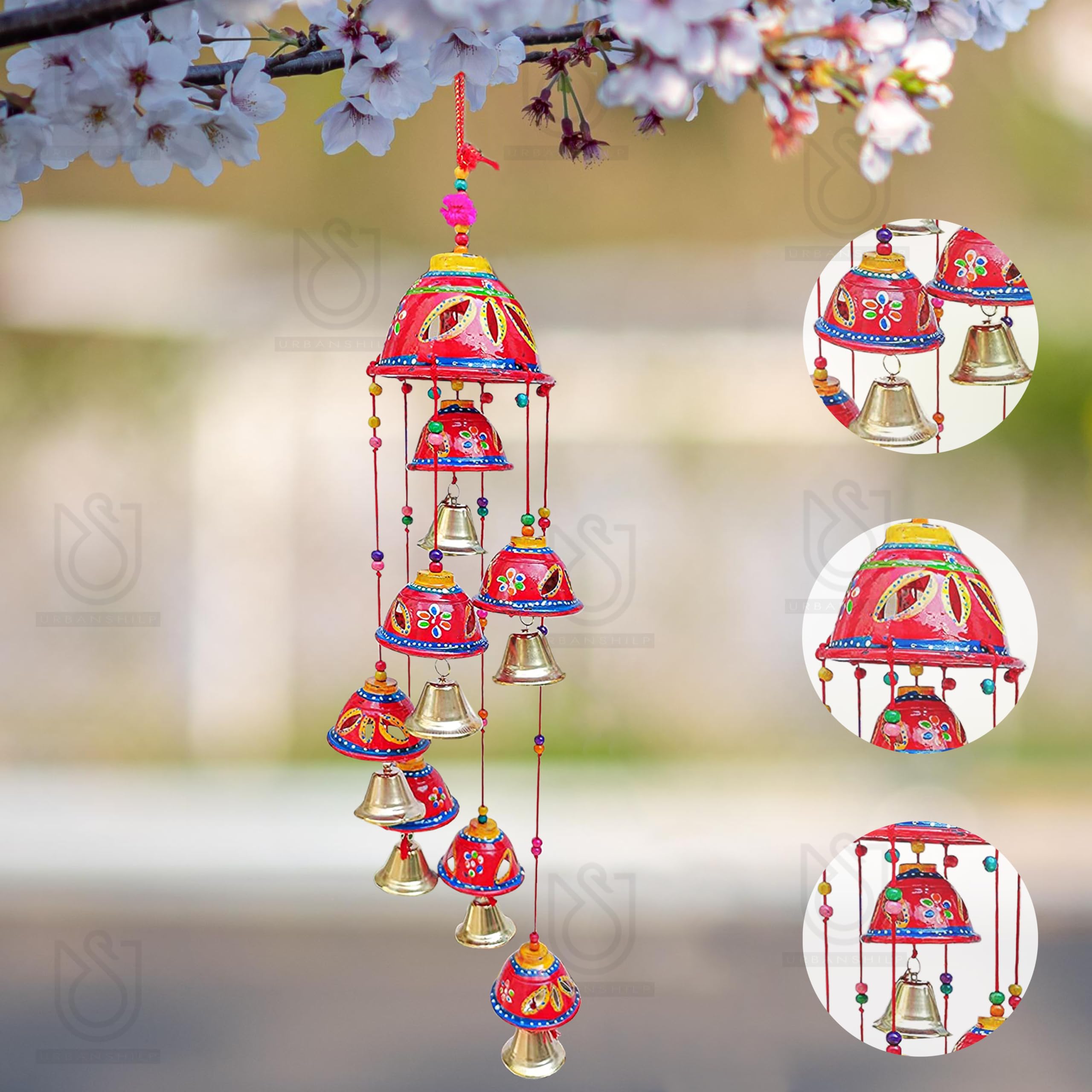 UrbanShilp Wind Chimes for Home Positive Energy Rajasthani Painting Design 7 Bells Decorative Wind Chime Wall Hanging Feng Shui Wall Decor Rustic Wall Art Diwali Decor Home Decor PositiveVibe (B0CG9R7Q7T) Amazon Price History, Amazon Price Tracker
