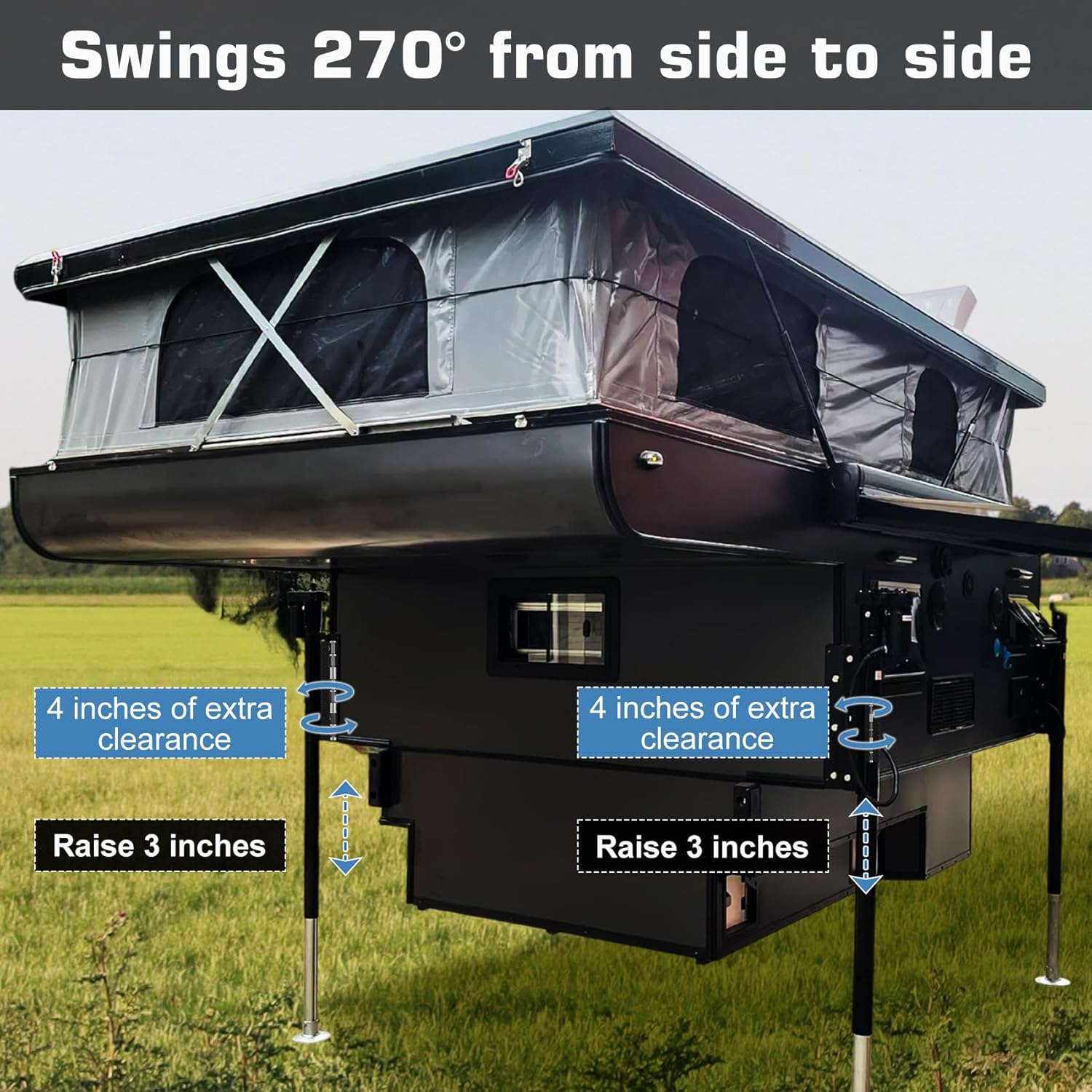 55722 Swing Away Brackets,Rv Extension Brackets,Swing Away Camper Brackets,Truck Camper Jack Swing Away Brackets,Swing-Out Front Jacks Extension Bracket Set,Swing Away Bracket Truck Camper-Black-2Pcs