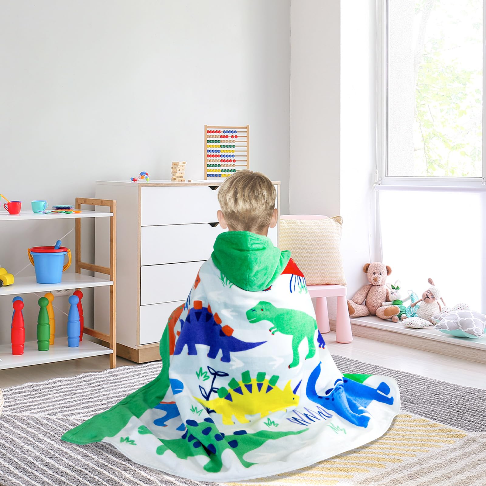 Toallas con capucha para niños – Toalla de baño para niños, playa, toalla de natación, 3 a 10 años, poncho con capucha de playa 100% algodón, tamaño grande, suave, grueso, lindo y absorbente, toallas