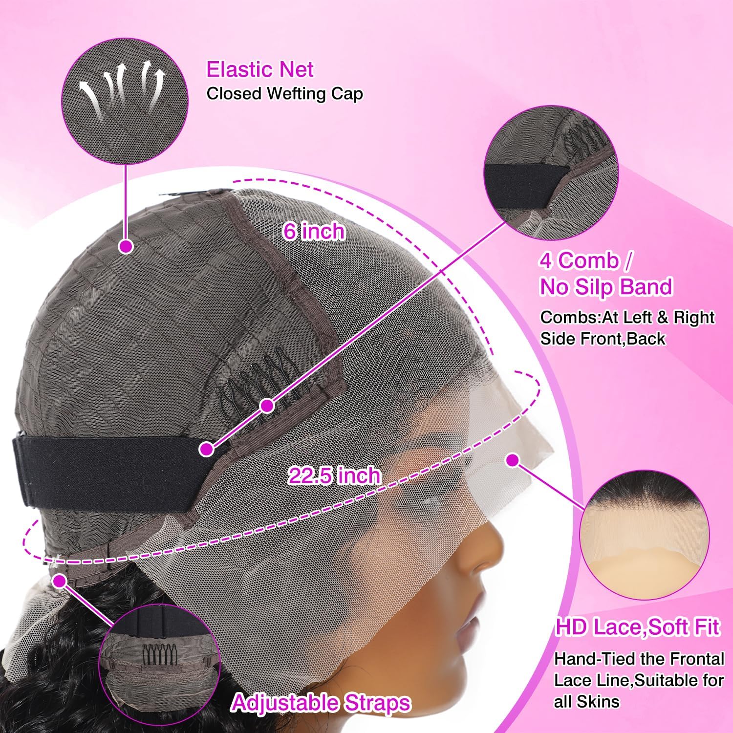 Deep Wave Lace Front Wigs Human Hair 13x6 HD Transparent Lace Front Wigs Human Hair 250% Density Deep Curly Human Hair Wig Pre Plucked Deep Wave Frontal Wigs Natural Color 30 Inch