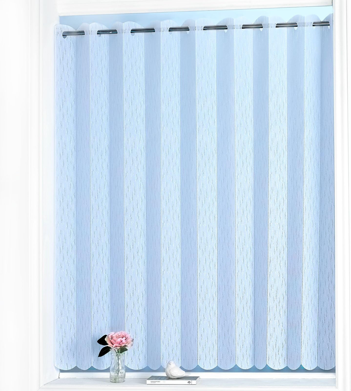 Just Contempo Vertical Lace Slot Top Blind Panel, White, 72x90 inches, Fabric, 72 x 90 Inches