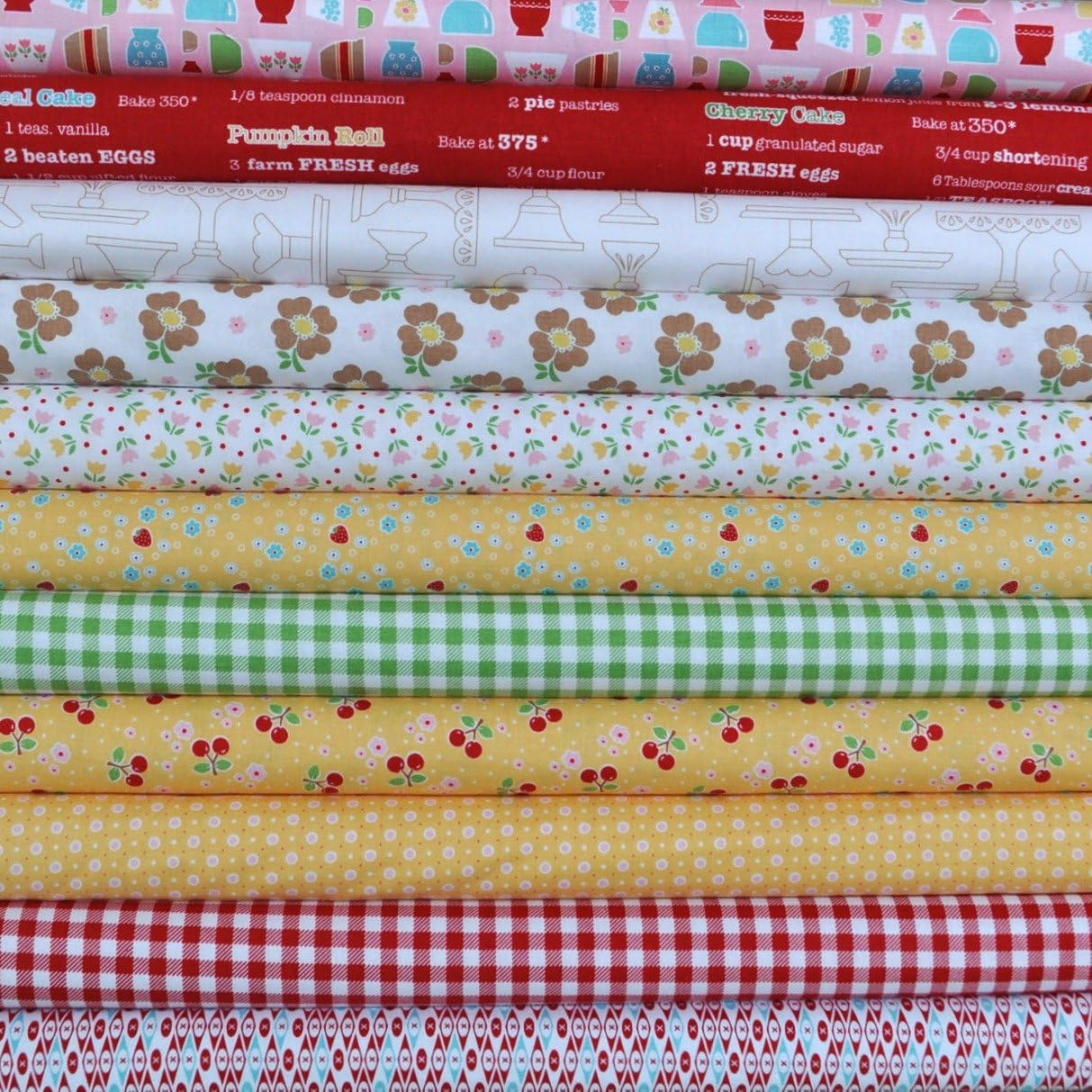 Bake Sale 2 Pink 11 Fat Quarters Bundle by Lori Holt of Bee in My Bonnet for Riley Blake, 2 3/4 yards total