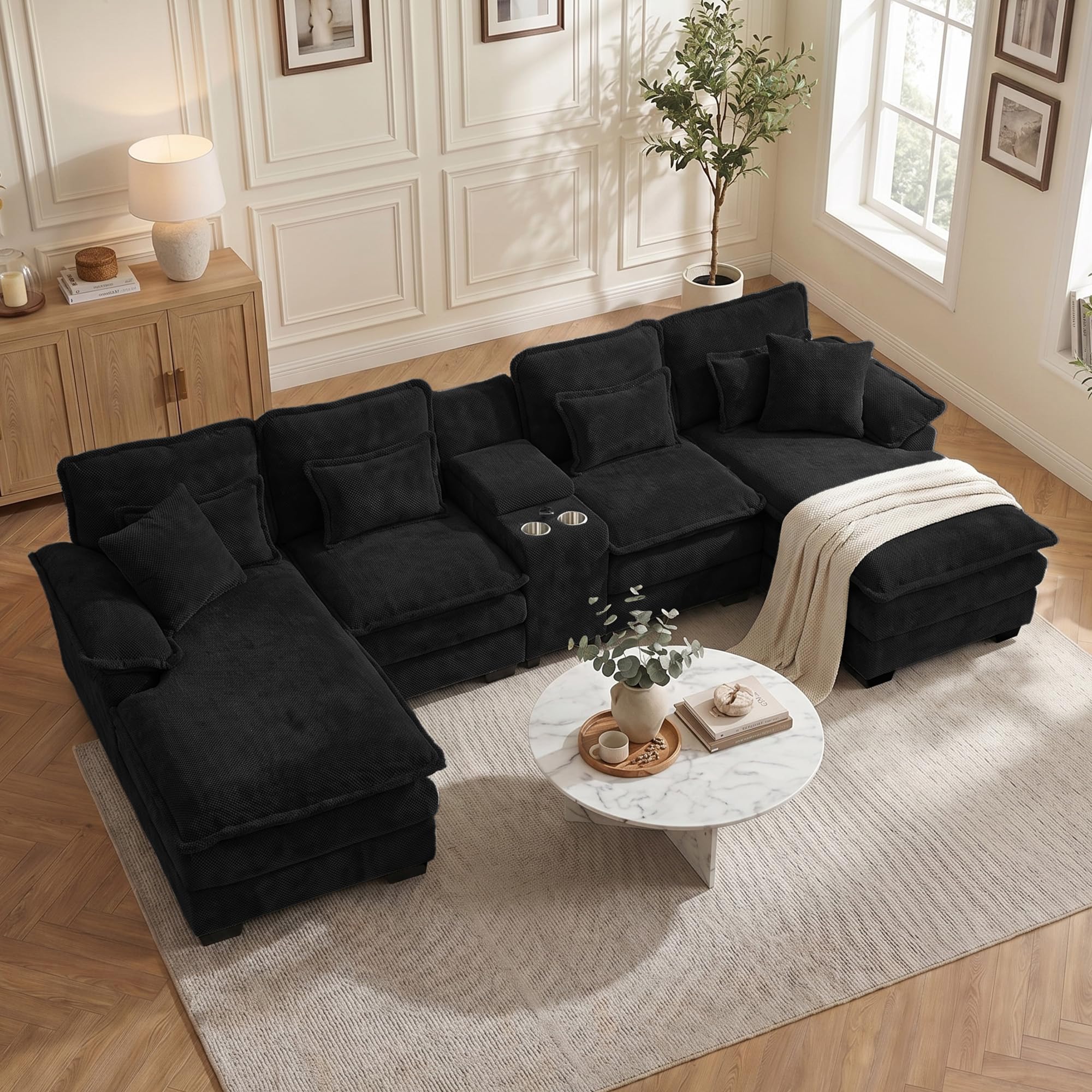 ONEMMLION 133 Inch U-Shaped Cloud Couch