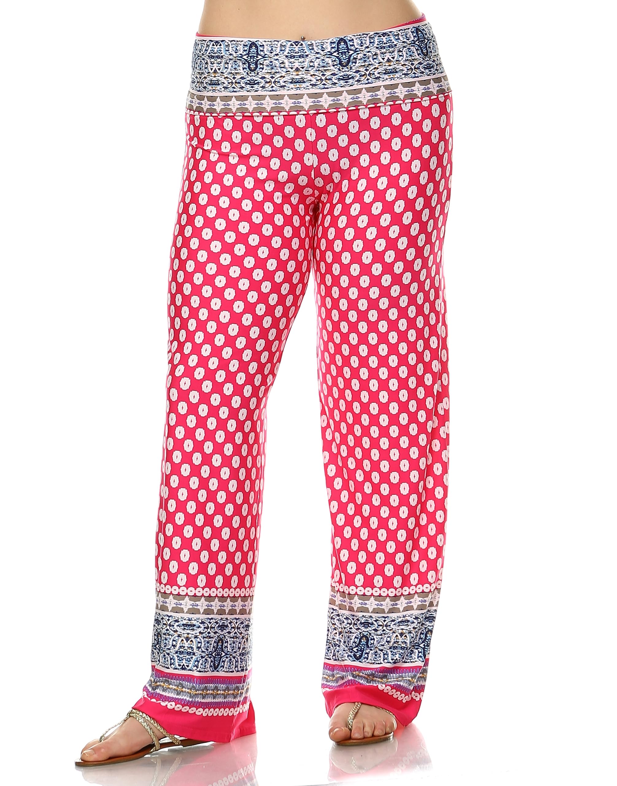 white mark Womens Plus Size Printed Palazzo Pants