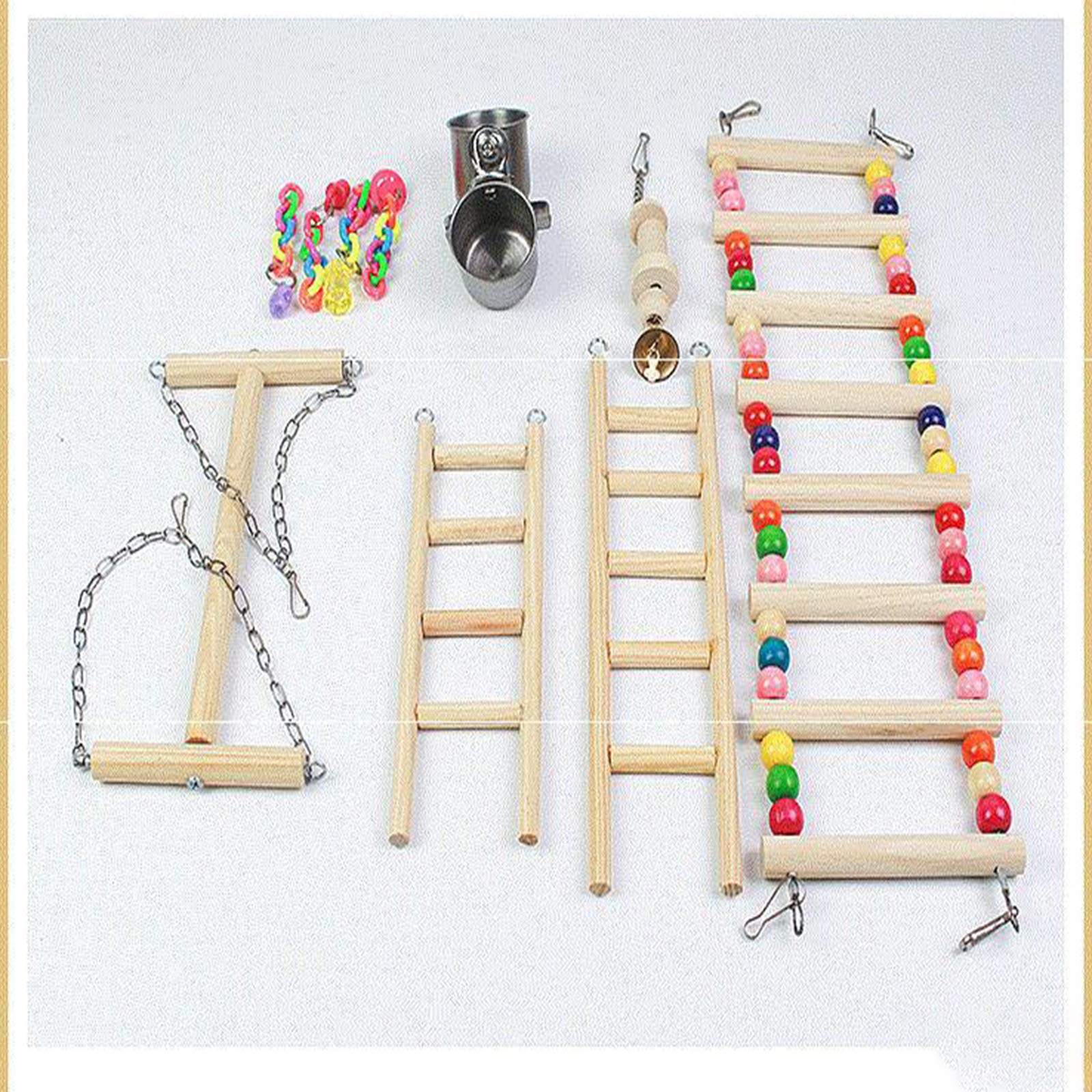Pappagallo Uccello Gioco Cornice Scaffale Cockatiel Parco Giochi Pavimento Allenamento Basso In Legno Palestra Scala Alimentazione Tazza Altalena Arrampicata Sport Giocattolo Vasca Da Bagno Per Uccell