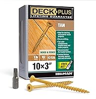 Vista 54 de Deck Plus Tornillos para valla y madera exterior con revestimiento epoxi de 2 pulgadas #8 x 2 Torx/Star Drive Incluido, rosca gruesa, tornillo Rojo