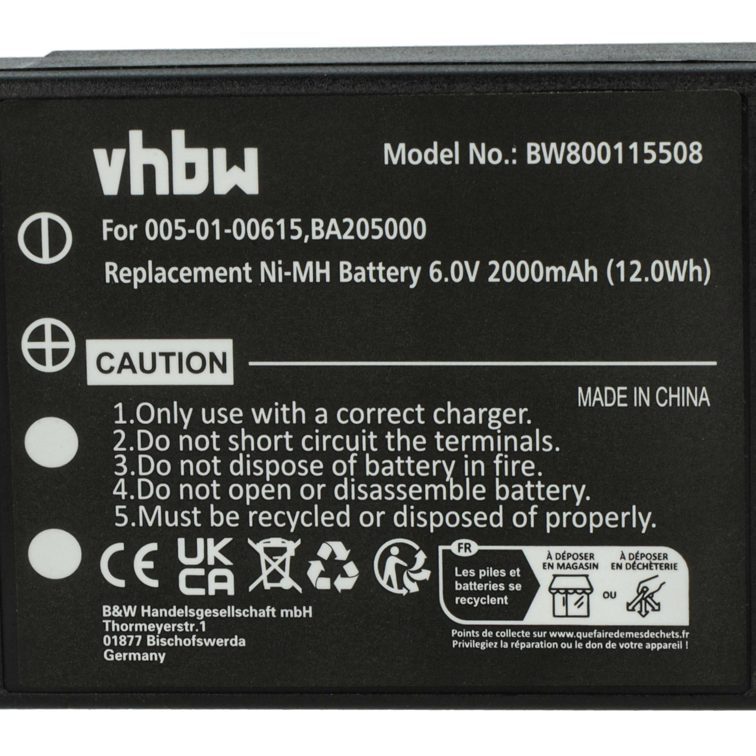 vhbw 5X batería Compatible con Putzmeister Linus 6, Technos Mando a Distancia Industrial (2000 mAh, 6 V, NiMH) - Negro