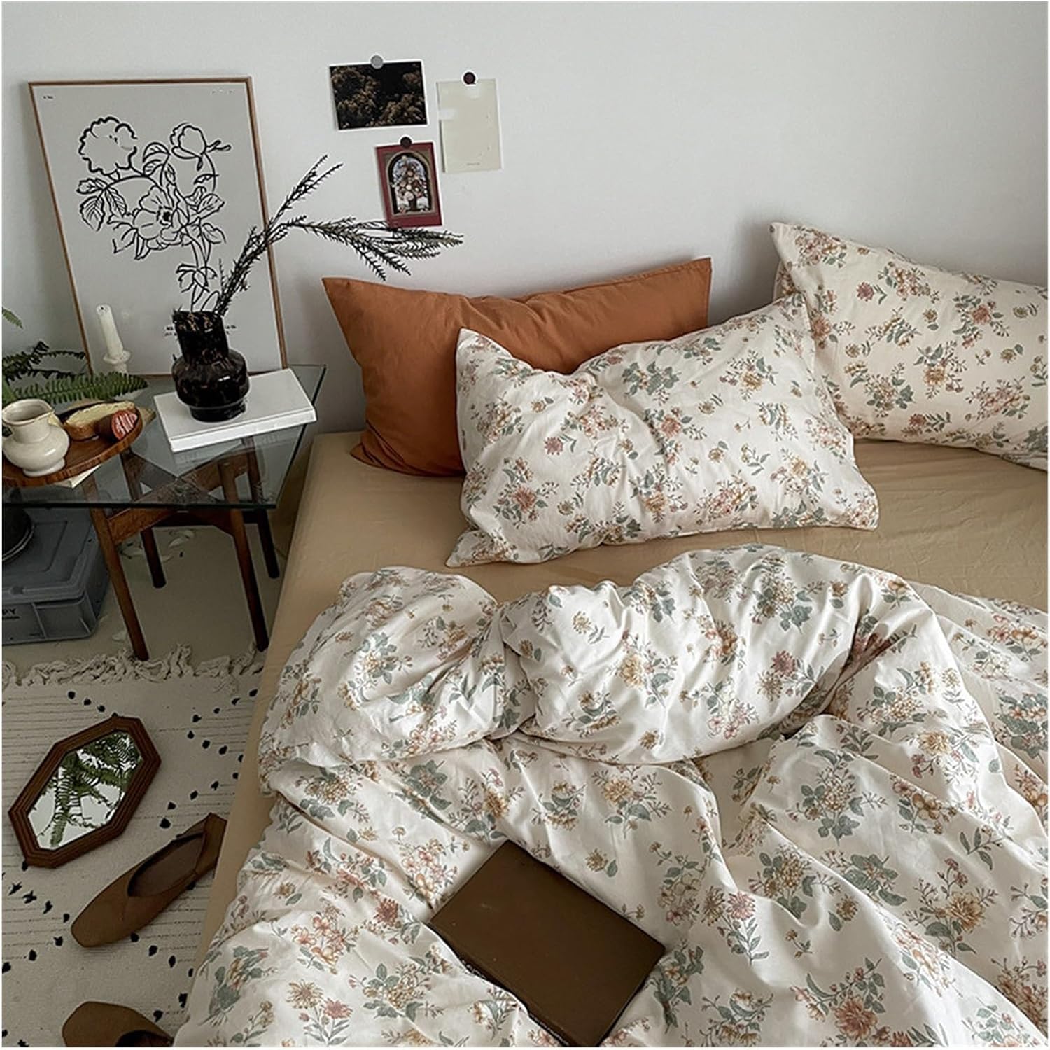 Retro Floral King Size Bedding Set Home Textile Bedding Sets Soft Single Double Duvet Cover Set,Bed