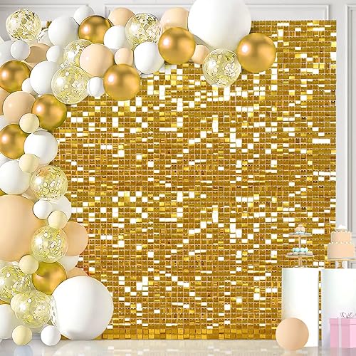 Paneles de fondo dorado dorado de Navidad, 36 piezas de fondo brillante de pared para fiesta de Navidad, boda, compromiso, fiestas, decoración de