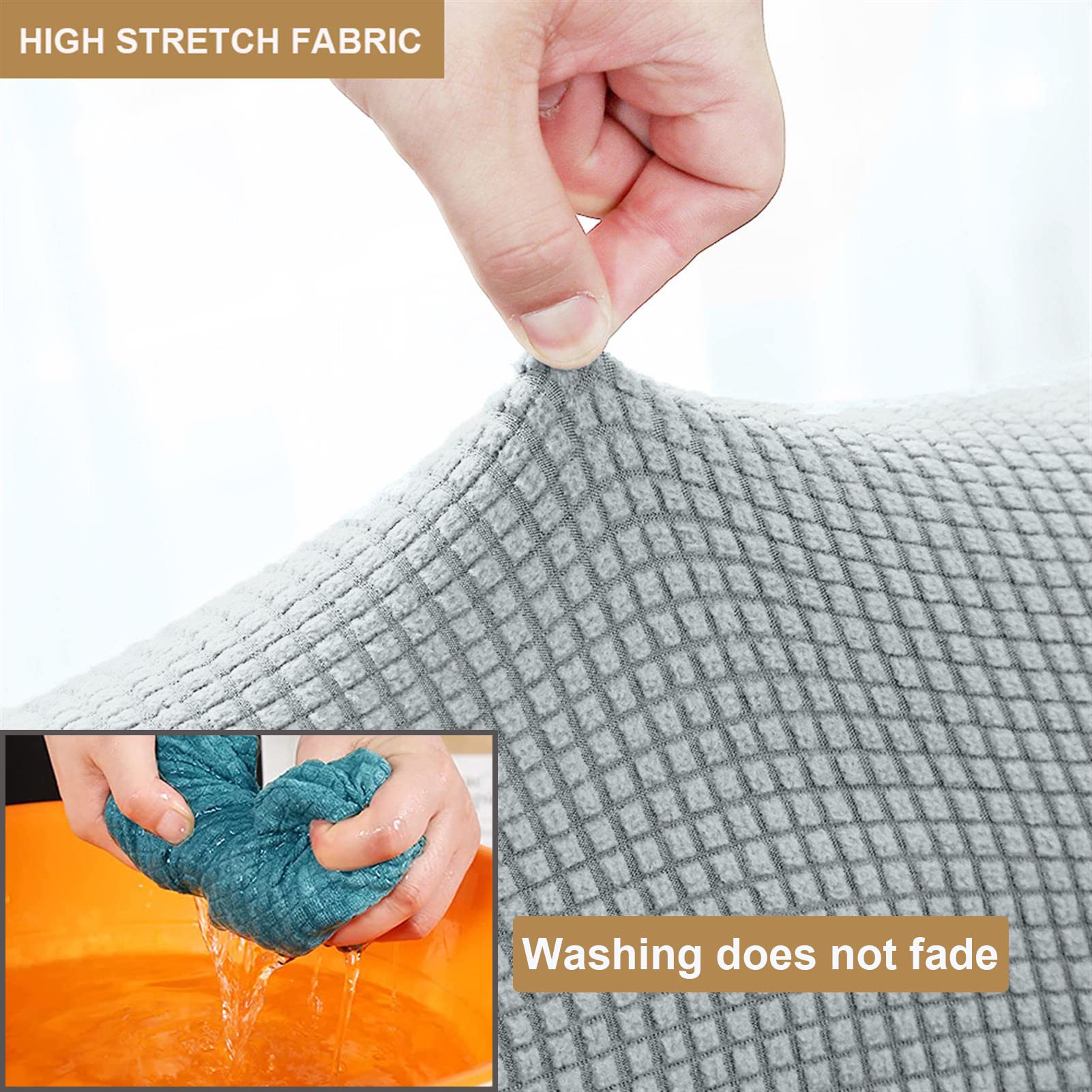 Fodere Per Sgabelli Da Bar - Set Di 4, Elasticizzate, Per Sgabelli Curvi Con Schienale, Grigio Scuro, Lavabili - Foto 11