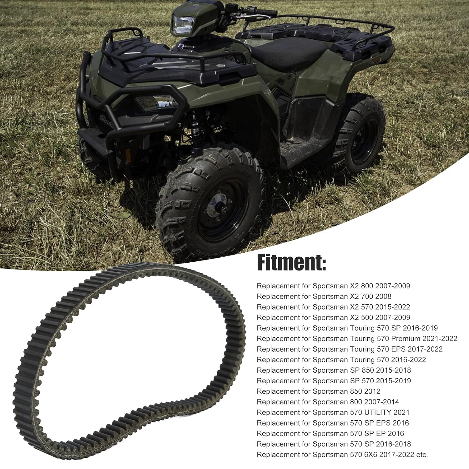 OUKENS Drive Belt, in Powersports Drive Belts,ATV UTV Heavy Duty Drive Belt Rubber Black 3211113 Replacement for Polaris Sportsman 500 Accessories