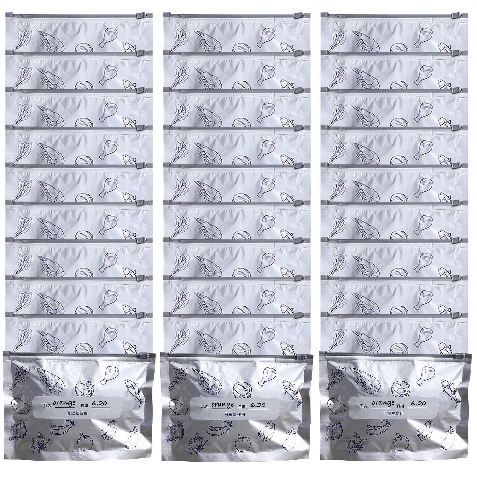 Bolsas reutilizables para verduras y recipientes de papel de aluminio