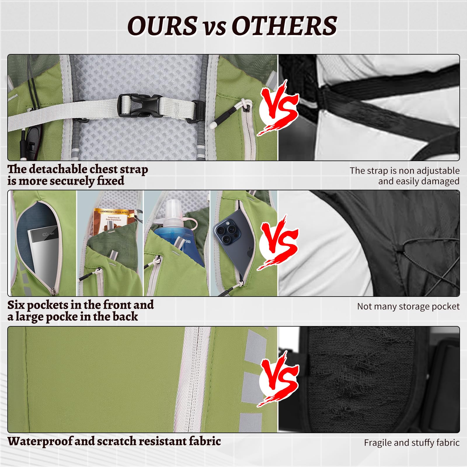 Zounich Laufweste mit 500ml Trinkflasche, Ultraleicht Laufweste für Damen und Herren, Multifunktionale Trinkrucksack 7L, Reflektierende Laufrucksack, für Laufen, Marathon, Radfahren