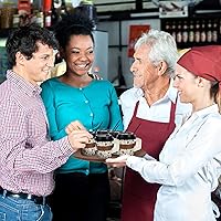 Vista 7 de Tessco Juego de 200 tazas de café desechables de 4 onzas a granel con tapas, asas anchas, pajitas de papel impreso, tazas de café desechables