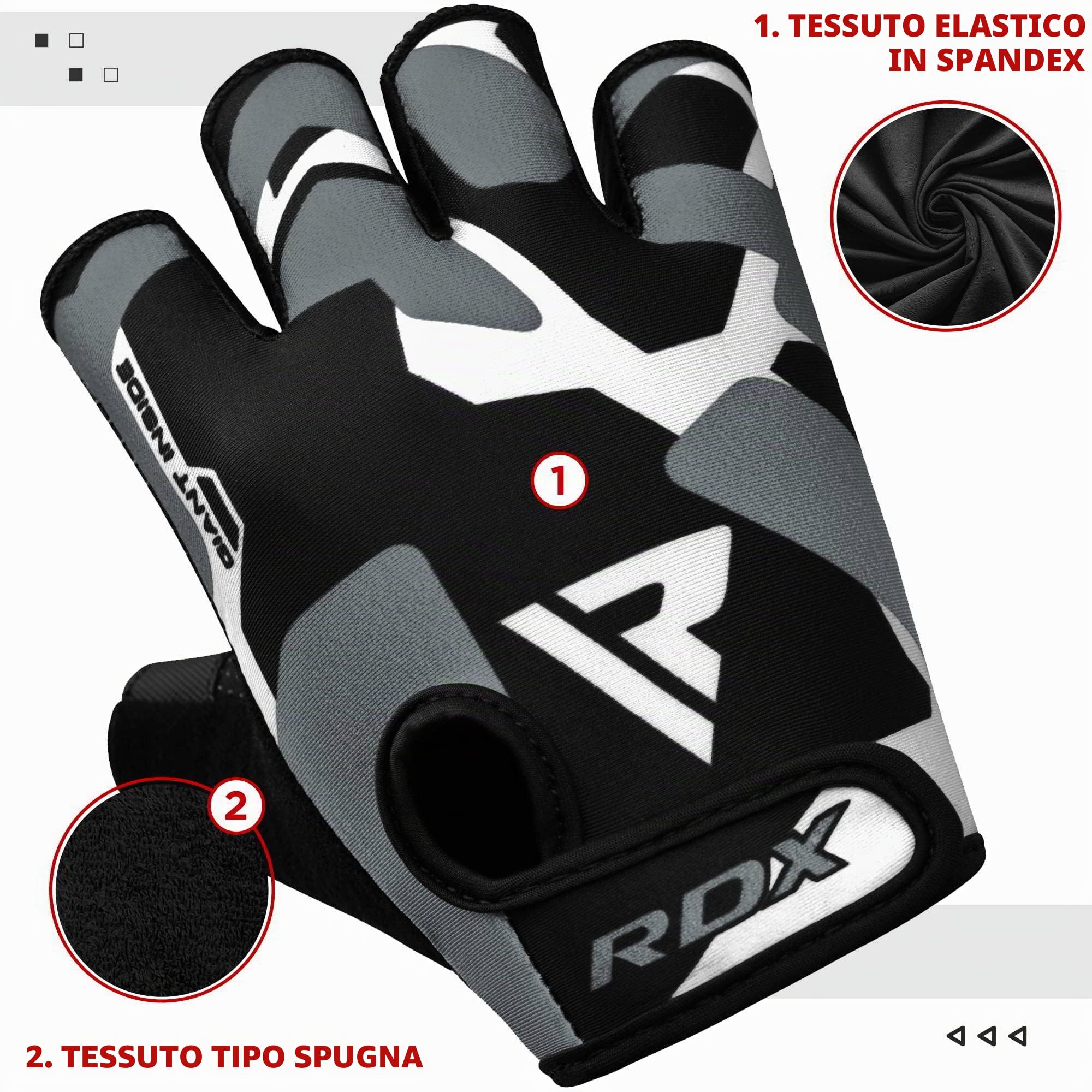 RDX Guanti Palestra Sollevamento Pesi Antiscivolo Imbottito Presa Protezione Elastico Traspirante Powerlifting Bodybuilding