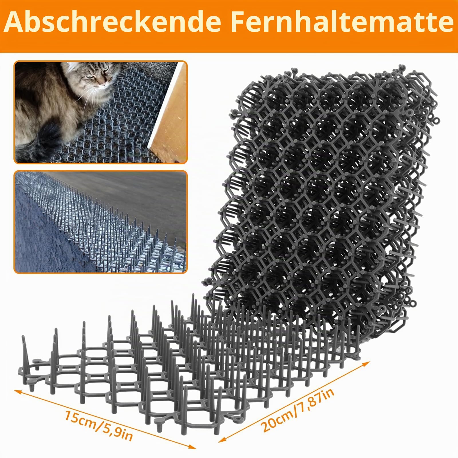 JMIATRY 24 Stück Dornengitter Gegen Katzen, 20 x 15 cm Katzenabwehrmatte Grau, Katzenabwehr Spikes Katzenabwehr Matte für Garten und Außenbereich