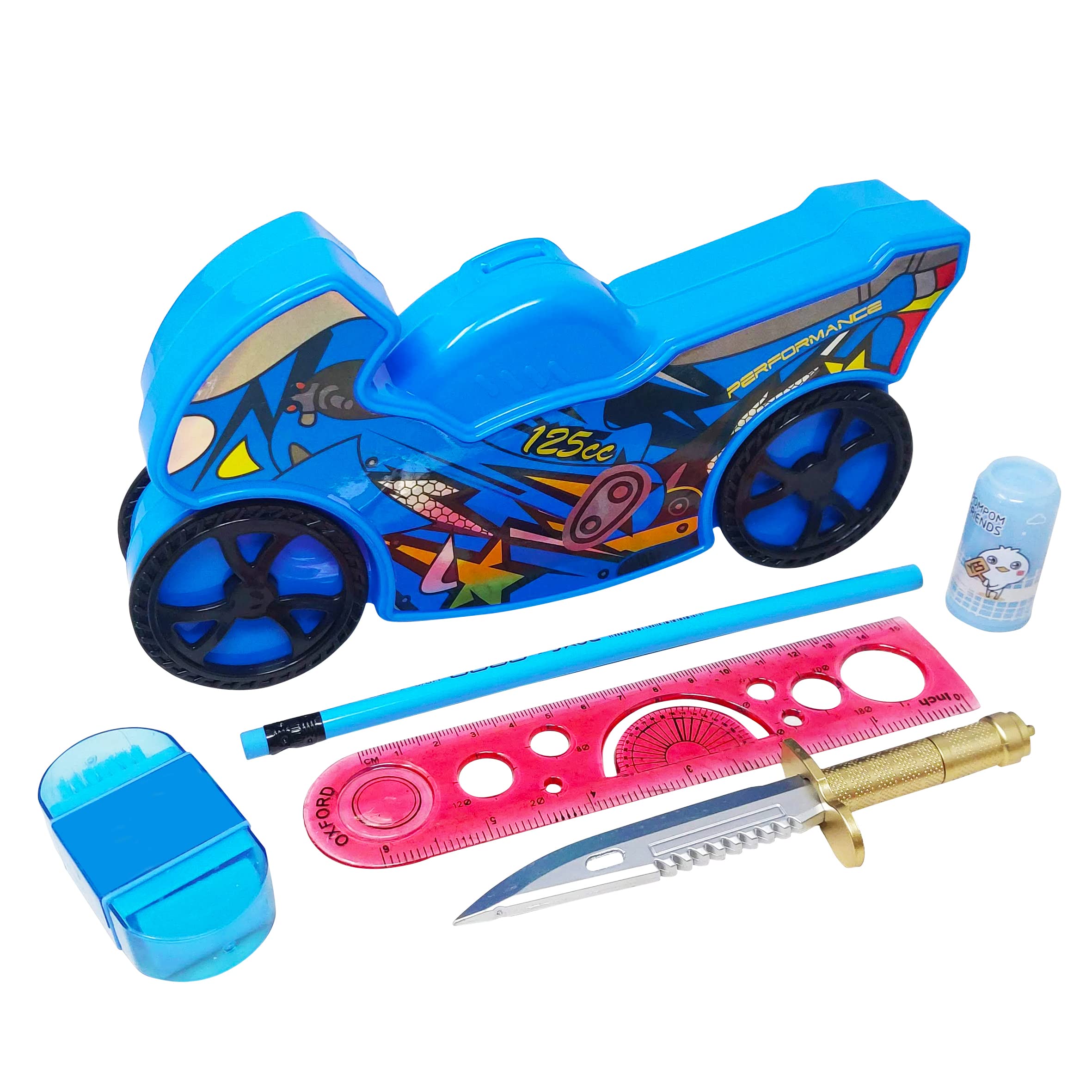 See full amazon price history chart for PARTEET Plastic Winner Bike Shape Double Level Stationary Holder Pen Pencil Case Box with 1 Pencil, 1 Scale, 1 Highlighter, 2 in 1 Eraser & sharpener, 1 Pen for Kids Girls and Boys (Assorted Colour) PARTEET Plastic Winner Bike Shape Double Level Stationary Holder Pen Pencil Case Box with 1 Pencil, 1 Scale, 1 Highlighter, 2 in 1 Eraser & sharpener, 1 Pen for Kids Girls and Boys (Assorted Colour) (B0C719XTD5) Amazon Price History, Amazon Price Tracker