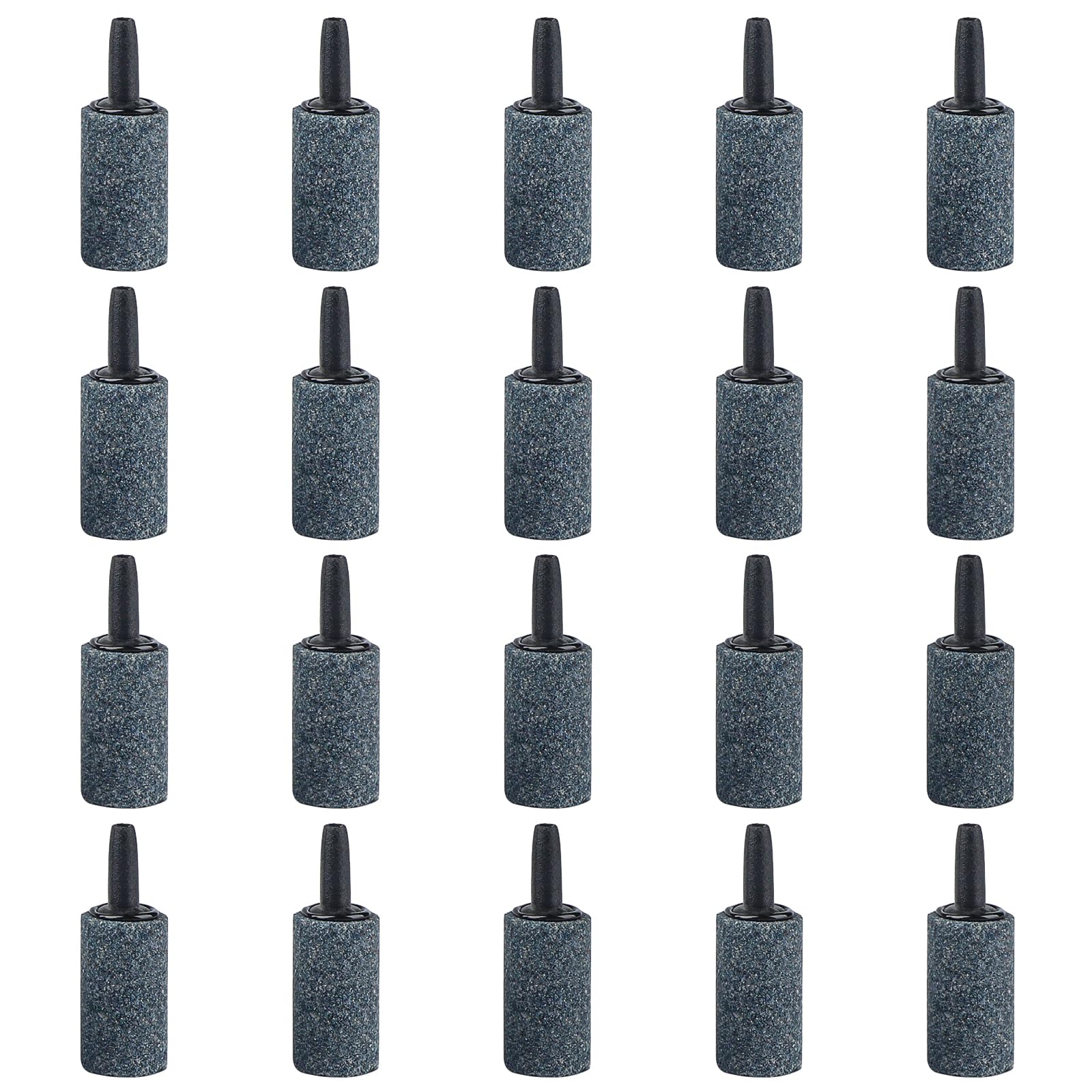 Pawfly Aquarium 1 Inch Air Stone Cylinder Grey Bubble Diffuser Oxygen Aerator Stone for Nano Air Pumps Small Buckets and Fish Tanks,20 Pack