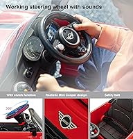 Vista 2 de Rollplay MINI Cooper - Auto de empuje para niños pequeños, auto con mango de empuje ajustable, modo pie a piso, volante con sonidos, cinturón