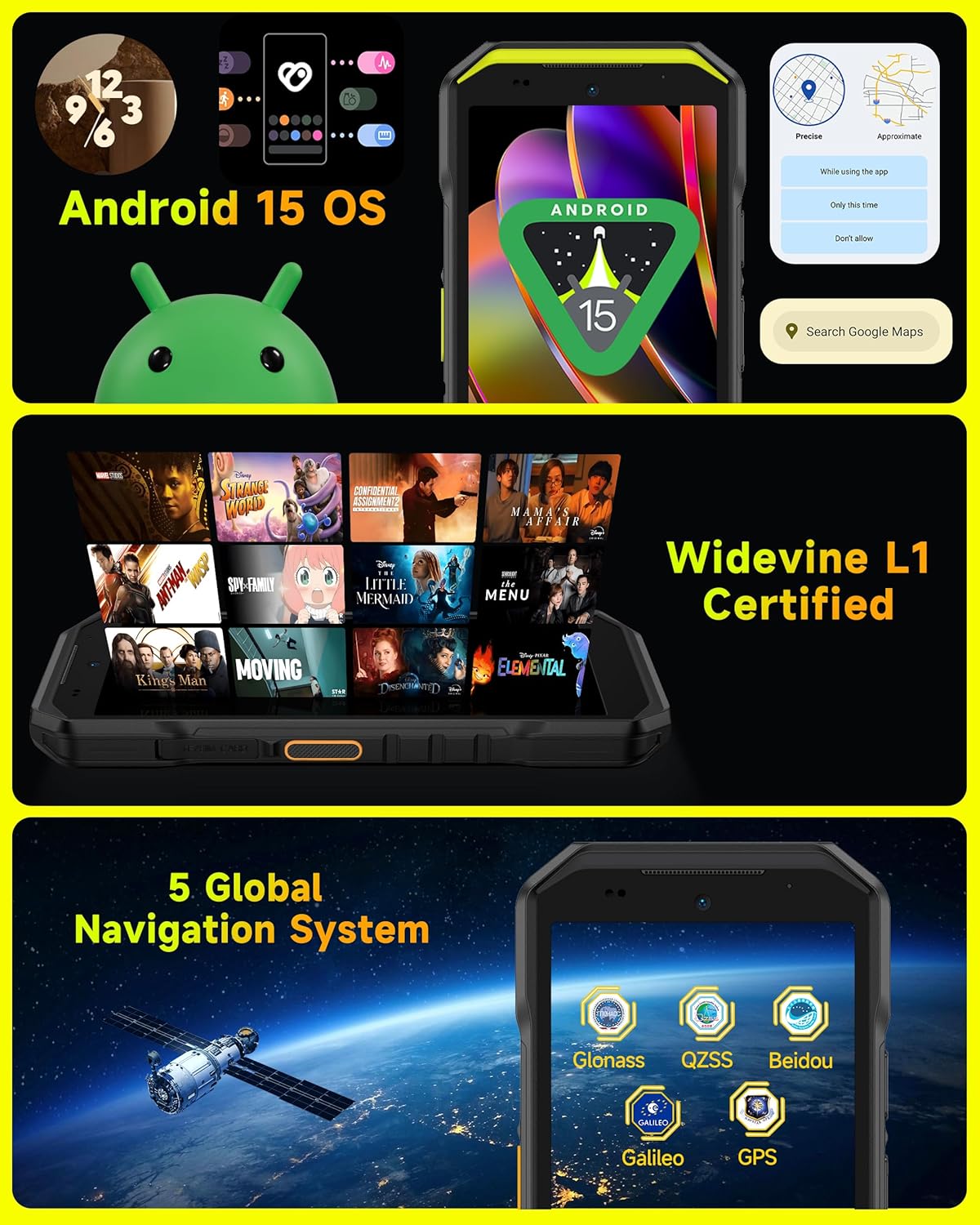 Ulefone Armor X32 Pro 5G Rugged Phone, MTK Dimensity 6300, 16+256GB, Android 15, Widevine L1, 64MP/25MP Night Vision, Dedicated Glare Flashlight, 5G Wifi Hotspot, 5.65” 90Hz, 5500mAh, NFC/GPS - Orange