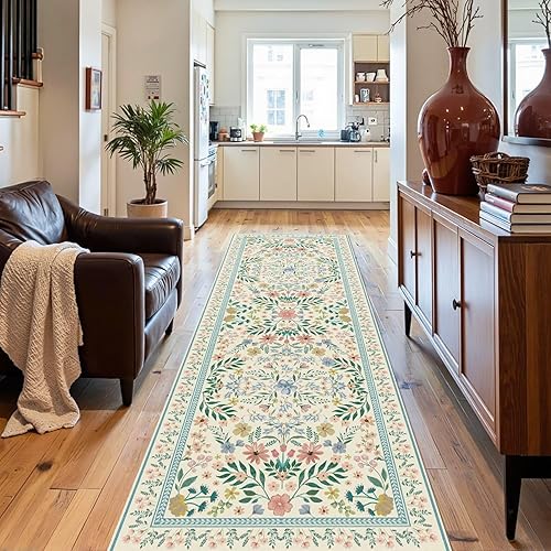 Miniatura 25 de Alfombra de Puerta Floral para Entrada, Alfombra Pequeña Lavable de 2x3, Alfombra Boho para Puerta Delantera, Alfombras de Área Antideslizantes,