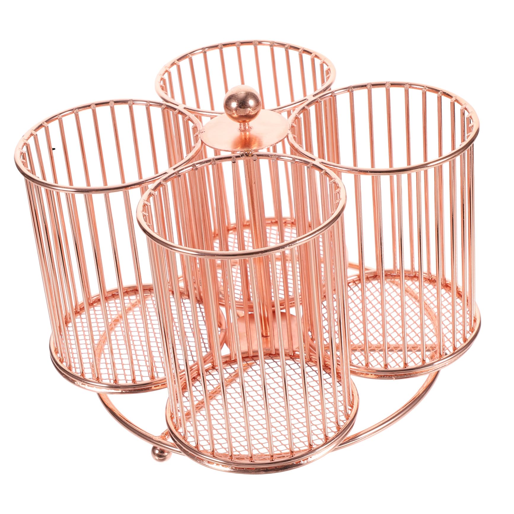 Organizzatore Rotante in Metallo Portapenne e Porta Trucco Multifunzionale Rosa Per Scrivania Grande Capacità Per Pennelli Cosmetici e Cancelleria Design Elegante Con Finitura Perl