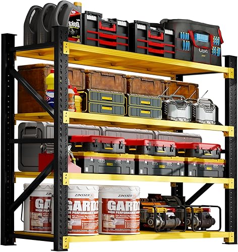 Miniatura 7 de Estantería de garaje resistente de 3000 libras, estantes de metal de 59 pulgadas de ancho, estantes de garaje ajustables de 4 niveles, estantes de