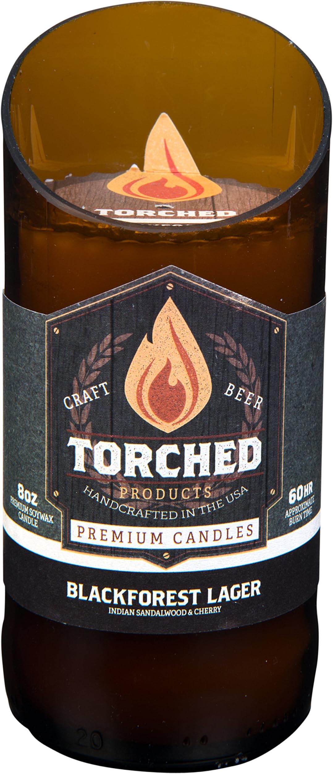 Torched Beer Scented Candles | Natural Soy Wax Candle | Blackforest Lager Scent 8 oz | Makes a Great Gift for Men, Beer Lovers, and Collectors | Bar Man-Cave Decor and Accessories
