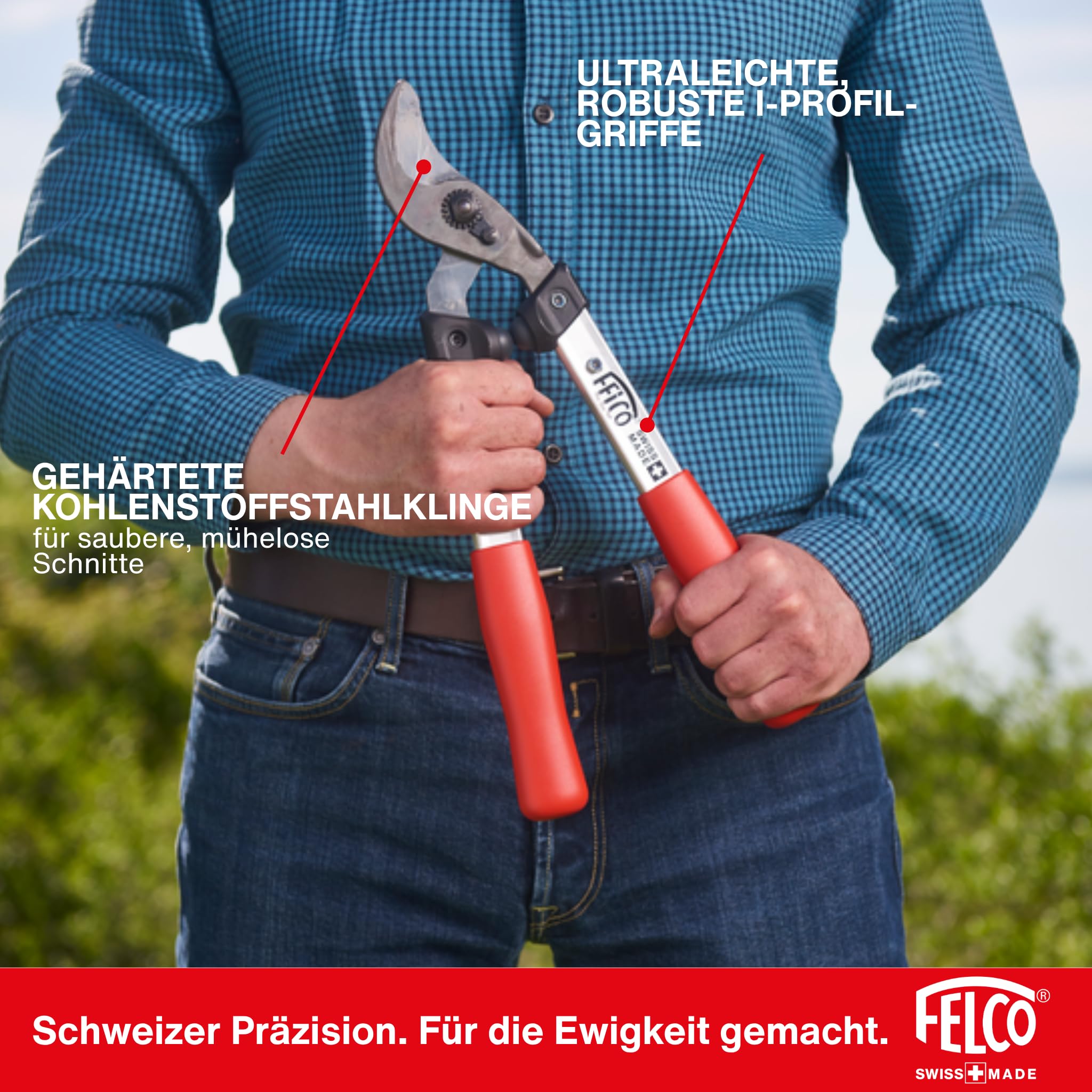 FELCO 211-40 Bypass-Astschere 400 mm, professionelle Gartenschere, Schnittdurchmesser 35 mm, Aluminiumgriffe