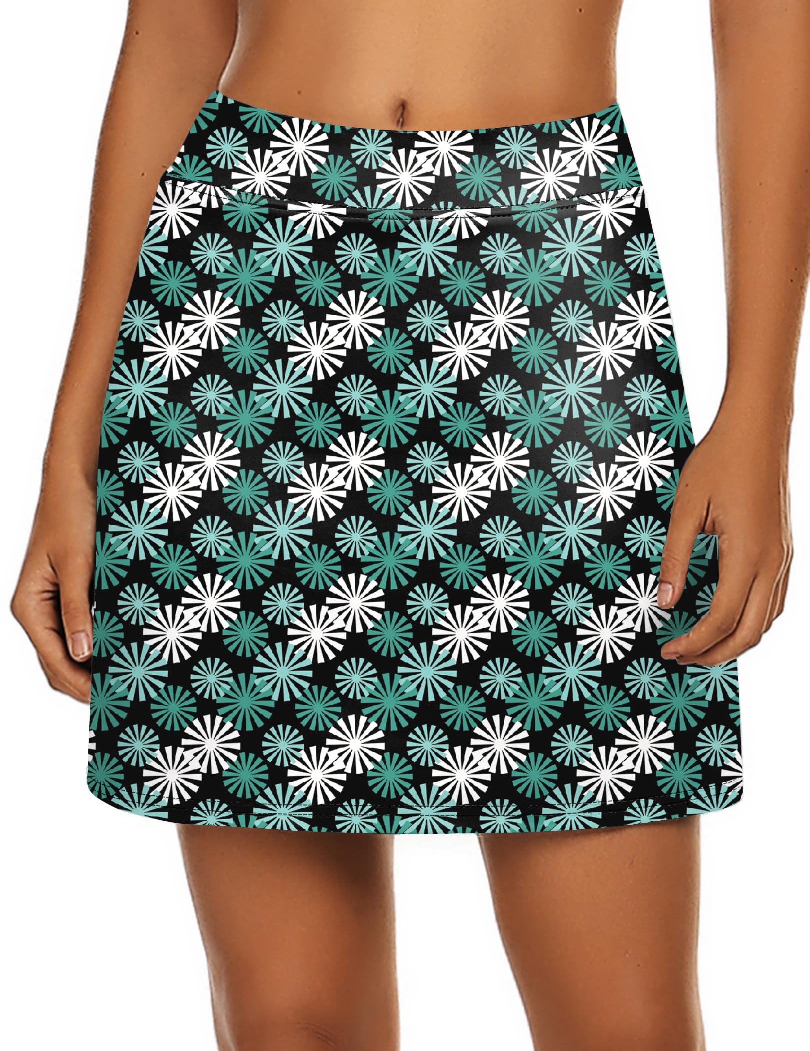 Women's Casual Skirts Everyday Casual Athletic Skort with Bike Shorts Sport Workout Green Flower-image-19