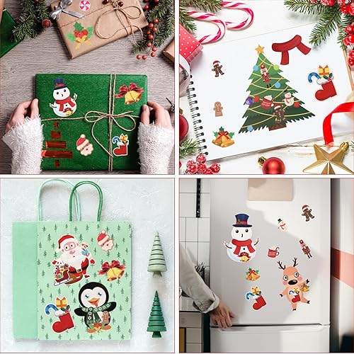 Miniatura 7 de 36 hojas de calcomanías de Navidad para niños, autoadhesivas, de Papá Noel, impermeables, para álbumes de recortes, para manualidades, fiestas,
